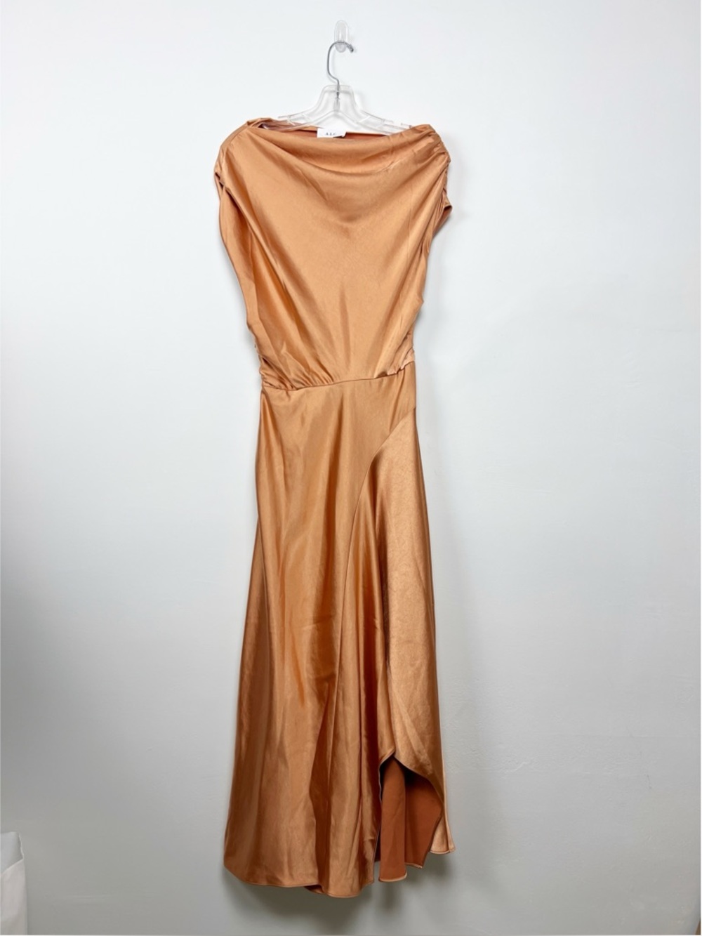 A.L.C. Jasmine Asymmetric Midi Dress in Sandstone 4 - Picture 2 of 9